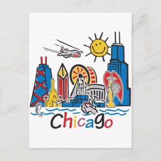 Chicago Kids Skyline Postkarte