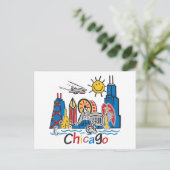 Chicago Kids Skyline Postkarte (Stehend Vorderseite)