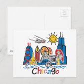 Chicago Kids Skyline Postkarte (Vorne/Hinten)