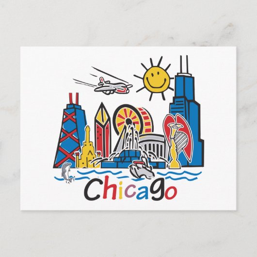 Chicago Kids Skyline Postkarte (Vorderseite)