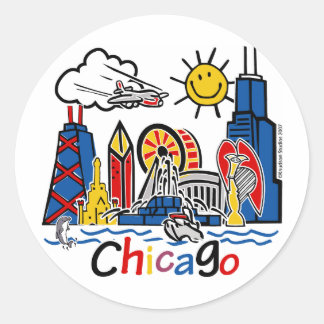 Chicago Kids Skyline Runder Aufkleber