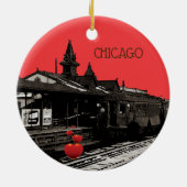 Chicago L 1950 Wasserfarbe Sepia Fotograf U-Bahn Keramikornament (Hinten)