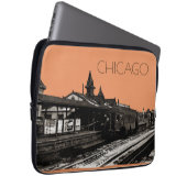 Chicago L 1950 Wasserfarbe Sepia Fotograf U-Bahn Laptopschutzhülle (Vorne Rechts)