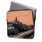 Chicago L 1950 Wasserfarbe Sepia Fotograf U-Bahn Laptopschutzhülle (Vorderseite Links)