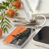 Chicago L 1950 Wasserfarbe Sepia Fotograf U-Bahn Schlüsselanhänger (Vorderseite rechts)