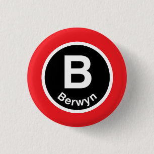 Chicago L Berwyn rote Linie Button