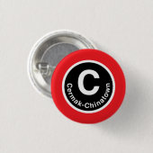 Chicago L Cermak-Chinatown rote Linie Knopf Button (Vorne & Hinten)