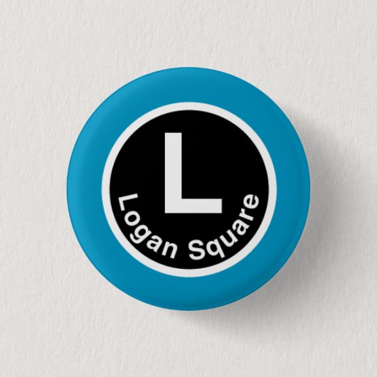 Chicago L Logan quadratisches Blue Line Button (Vorderseite)