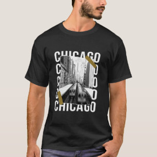 Chicago L Platform Trains and Skyscrapers Foto St T-Shirt