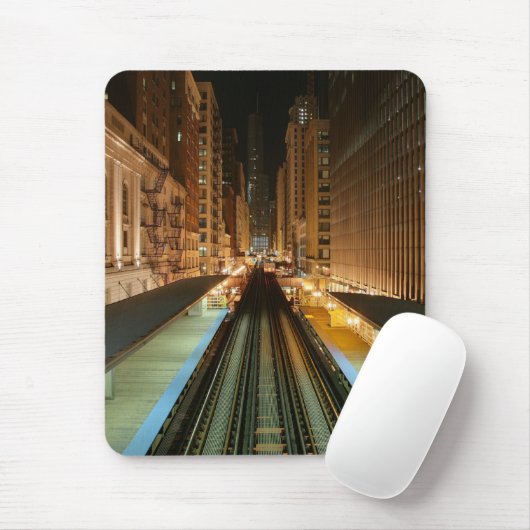 Chicago "L" Station nachts Mousepad (Mit Mouse)