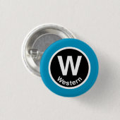 Chicago L Western-blaue Linie Button (Vorne & Hinten)