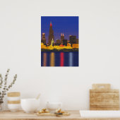 Chicago Lake Skyline bei Nacht Poster (Küche)