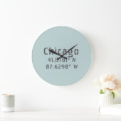 Chicago Latitude Longitude Große Wanduhr (Zuhause)