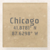 Chicago Latitude Longitude II Glasuntersetzer (Vorderseite)