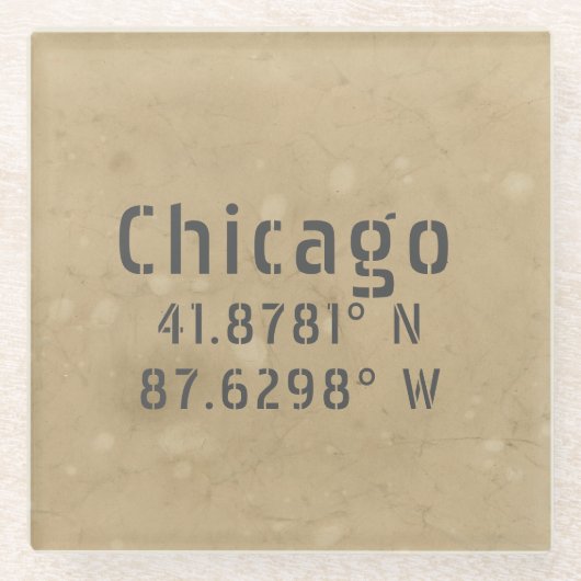 Chicago Latitude Longitude II Glasuntersetzer (Vorderseite)