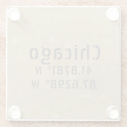 Chicago Latitude Longitude II Glasuntersetzer (Rückseite)