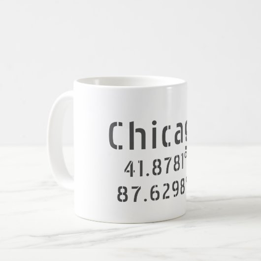 Chicago Latitude & Longitude Kaffeetasse (Vorderseite Links)