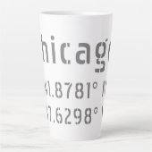Chicago Latitude Longitude Milchtasse (Vorderseite)