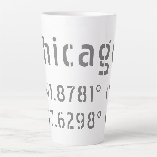 Chicago Latitude Longitude Milchtasse (Vorderseite)