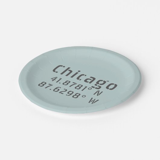 Chicago Latitude Longitude Pappteller (Schrägansicht)