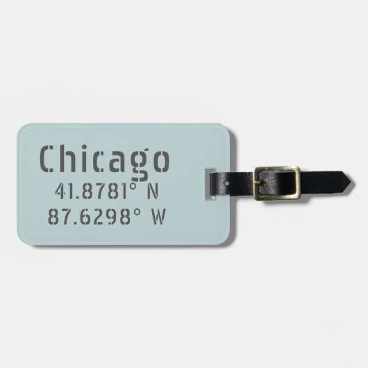 Chicago Latitude Longitude Personalisiert Gepäckanhänger (Vorderseite horizontal)