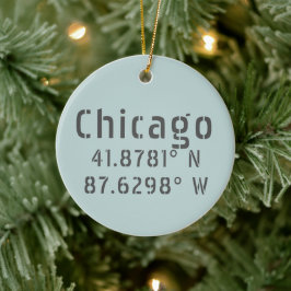 Chicago Latitude Longitude Personalisiert Keramik Ornament