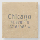 Chicago Latitude Longitude Steinuntersetzer (Vorderseite)
