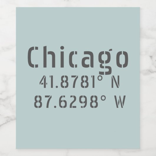 Chicago Latitude Longitude Weinetikett (Einzelnes Label)