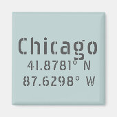 Chicago Latitude und Längengrad Magnet (Vorne)
