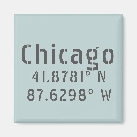 Chicago Latitude und Längengrad Magnet (Vorne)