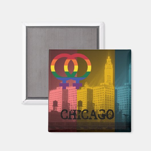 Chicago Lesbian Interest farbenfrohe Pride Gay Magnet (Vorderseite/Rückseite)