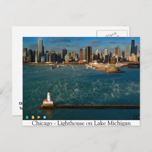 Chicago - Leuchtturm am Lake Michigan Postkarte (Vorne/Hinten)