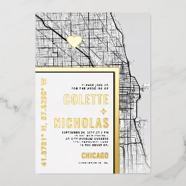 Chicago Liebe Locator | Städtische Hochzeit Folieneinladung