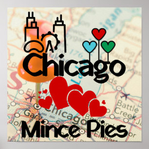 Chicago Lieben Mince Pies Cityscape Poster