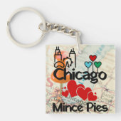 Chicago Lieben Mince Pies Cityscape Schlüsselanhänger (Vorderseite)