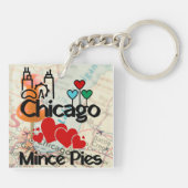 Chicago Lieben Mince Pies Cityscape Schlüsselanhänger (Rückseite)