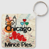 Chicago Lieben Mince Pies Cityscape Schlüsselanhänger (Rückseite)