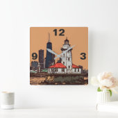CHICAGO LIGHTHOUSE QUADRATISCHE WANDUHR (Zuhause)