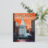 Chicago LT Wind City Wind Art Postkarte (Stehend Vorderseite)