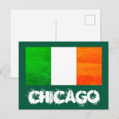 Chicago Luck & Pride - Irisch mit irischer Flagge Postkarte (Vorne/Hinten)