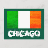 Chicago Luck & Pride - Irisch mit irischer Flagge Postkarte (Vorderseite)