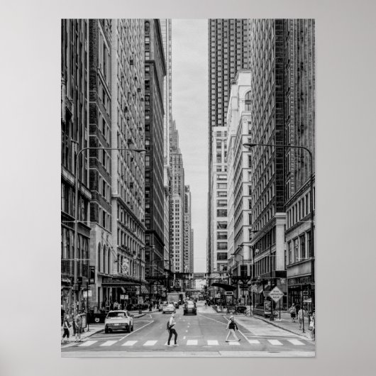Chicago Madison Street Grayscale Poster (Vorne)