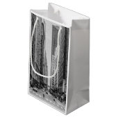 Chicago Madison Street Grayscale Small Gift Bag Kleine Geschenktüte (Rückseite Schrägansicht)