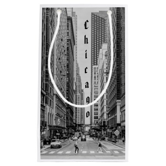 Chicago Madison Street Grayscale Small Gift Bag Kleine Geschenktüte (Vorderseite)