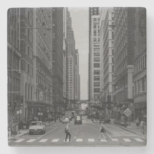 Chicago Madison Street Grayscale Steinuntersetzer (Vorderseite)