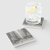 Chicago Madison Street Grayscale Stone Untersetzer (Seitenansicht)