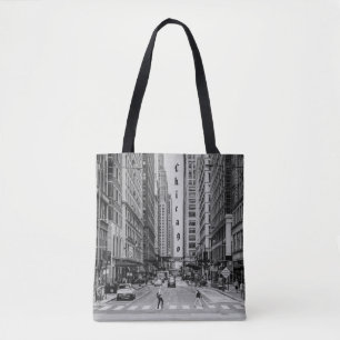 Chicago Madison Street Grayscale Tote Bag Tasche