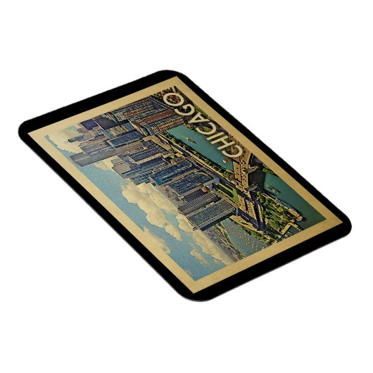 Chicago Magnet Illinois Vintage Travel (Rechte Seite)