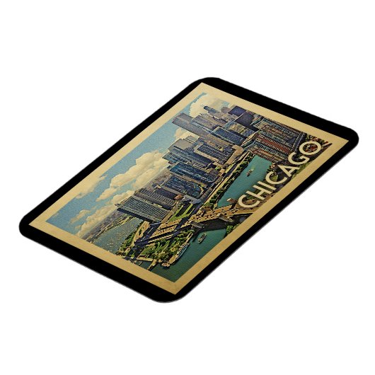 Chicago Magnet Illinois Vintage Travel (Linke Seite)