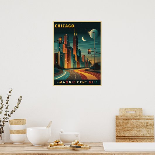 Chicago Magnificent Mile Vintag Poster (Küche)